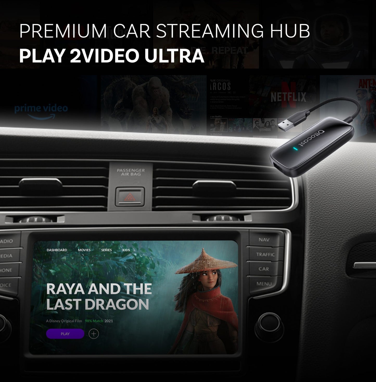 Play2Video Ultra Wireless CarPlay/Android Auto All-in-1 Adapter
